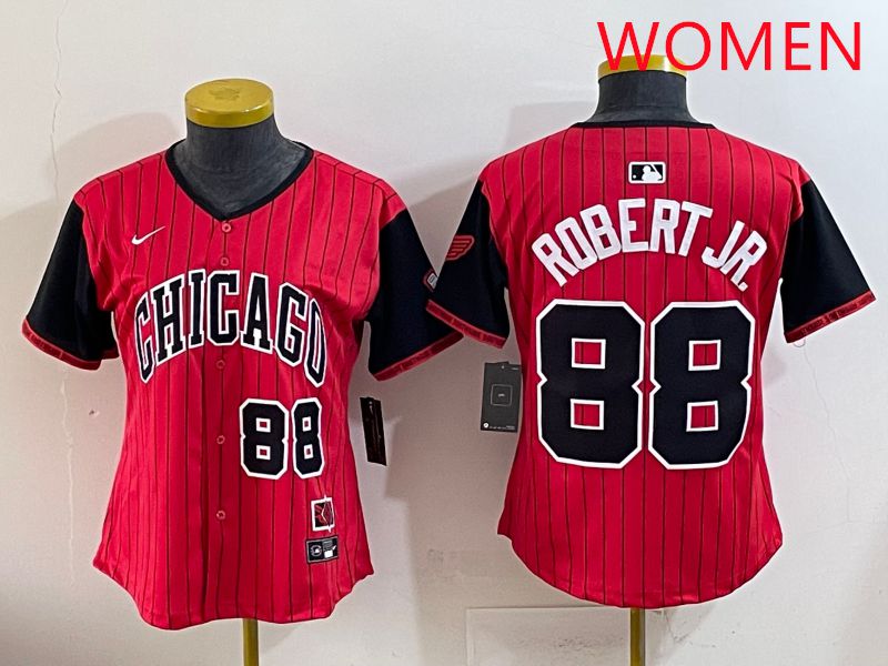 Women 2025 Chicago White Sox #88 Robert jr Red Joint Name Nike MLB Jersey style 5